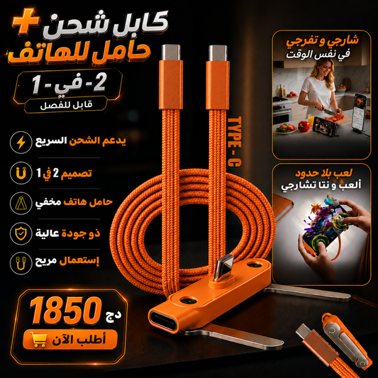 كابل شحن + حامل للهاتف